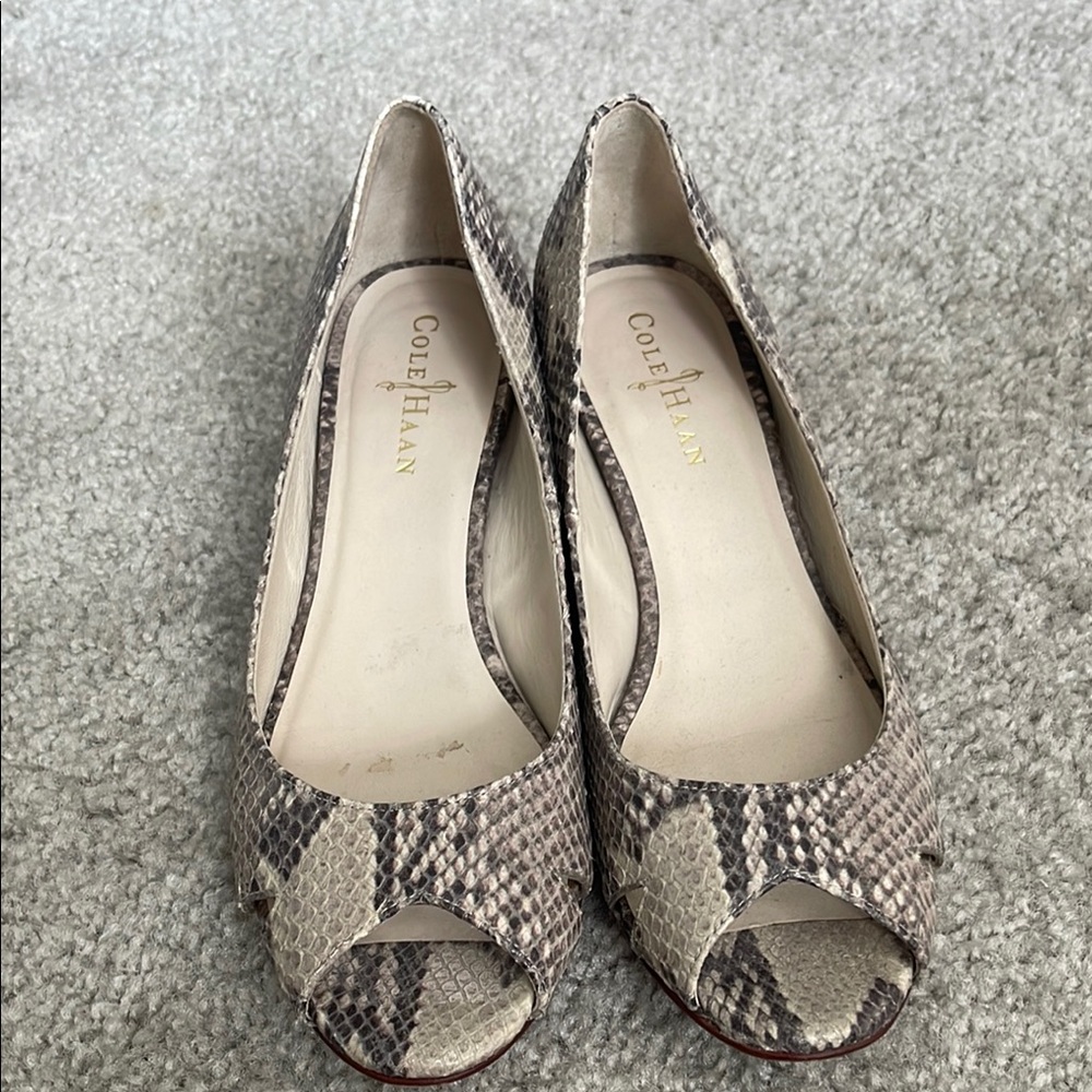 Cole Haan Women's Snakeskin Peep Toe Heels